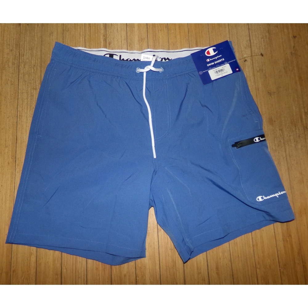 Champion Mens Blue 7 Cargo Swim Shorts 4-Way Stretch Trunks NWT Medium